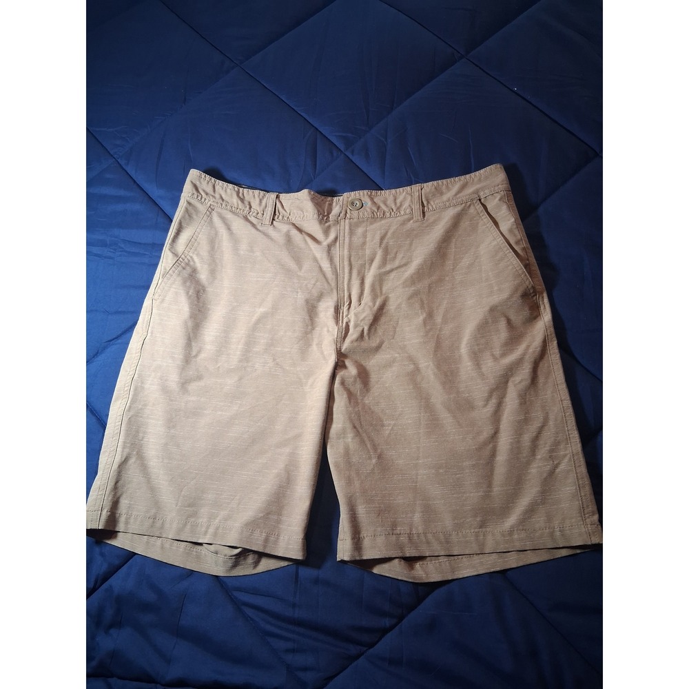 George Mens Hybrid Shorts Khaki Tan Heathered Stretch Quick Dry Size 36